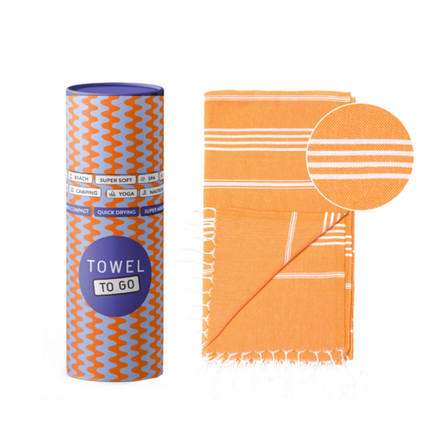 Beach Pool Hammam Towel, Orange in Gift Box