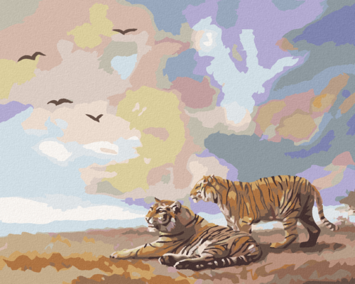 Zuty - Paint by Numbers - TIGER AND CLOUDS (D. RUSTY RUST), 40x50 cm