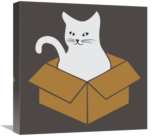 Global Gallery GCS-458109-1818-142 18 x 18 in. Cat in a Box - Gray Art