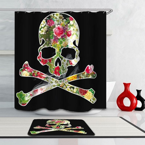 Smokin' Skull And Bones Shower Curtain