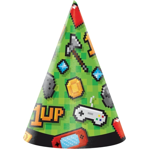 Creative Converting 336680 Video Game Party Hats, 8 Count