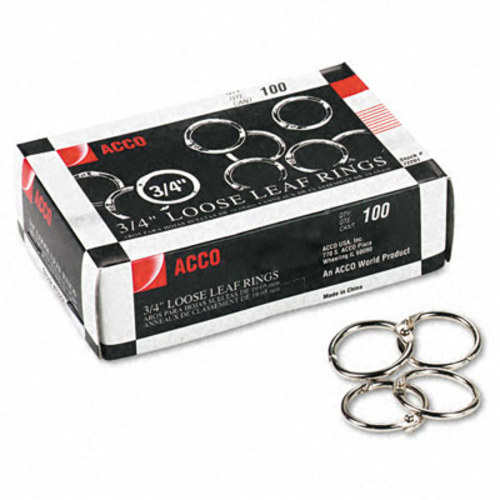 Acco 72201 Metal Book Rings  3/4   Diameter  100 Rings per Box