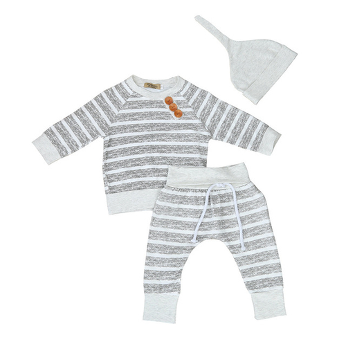 3pcs Newborn Kid Baby Boy Girl Clothes Stripe