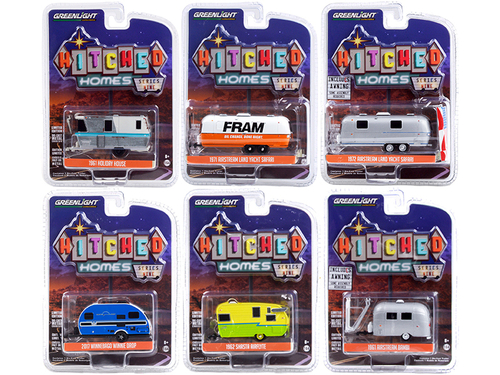 \Hitched Homes\" 6 piece Travel Trailers Set Series 9 1/64 Diecast