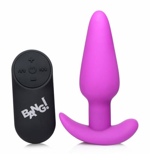 21x Silicone Butt Plug With Remote - Purple