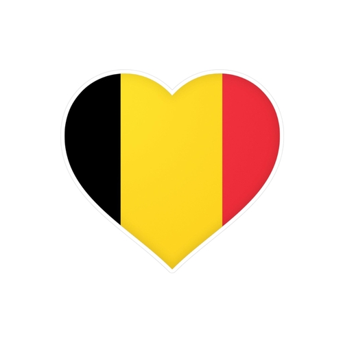 Autocollant en coeur Drapeau de la Belgique en plusieurs tailles