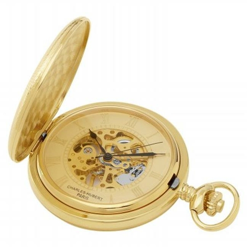 Charles-Hubert- Paris 3861-G Gold-Plated Mechanical Pocket Watch - Gol