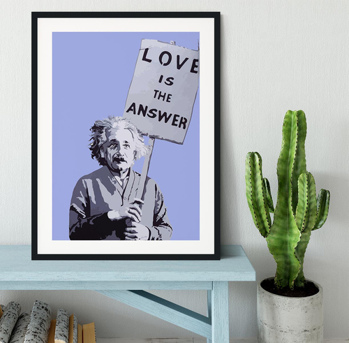 Banksy Love Is The Answer Blue Framed Print