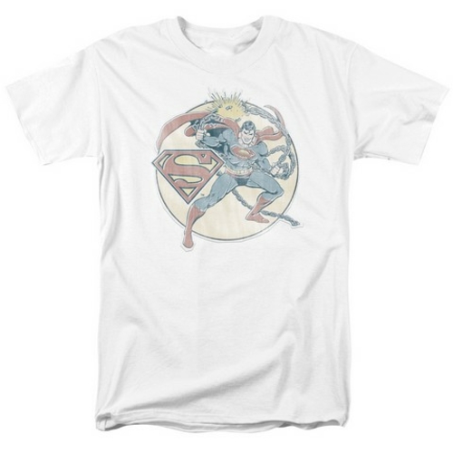 Trevco Dco-Retro Superman Iron On - Short Sleeve Adult 18-1 Tee - Whit