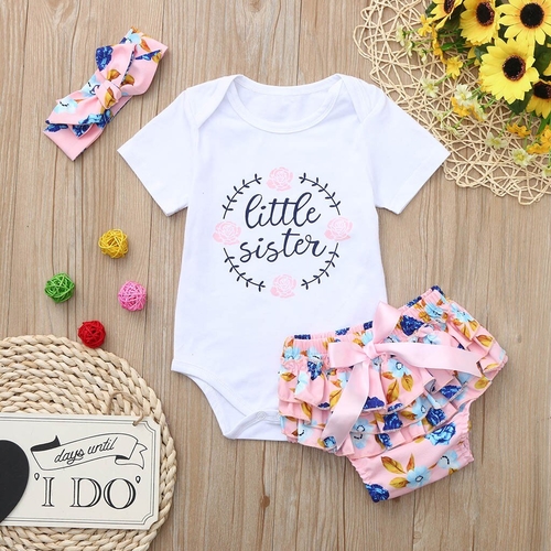 Toddler Baby Short Sleeve Letter Flower