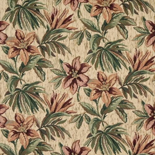 Designer Fabrics F866 54 in. Wide Red- Orange And Green- Floral Chenil