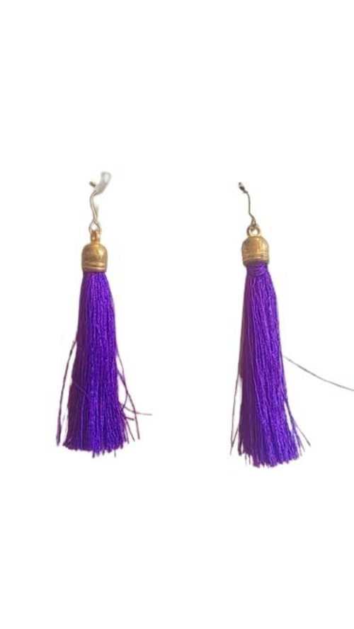 Handmade Tassel Stud Earrings for Women's & Girl's (Purple)