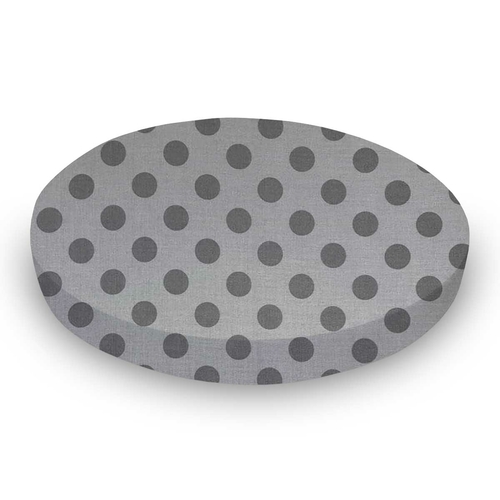 SheetWorld Fitted Round Crib Sheet - 100% Cotton Woven - Grey Polka
