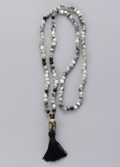Tibetan Natural Onyx with Stones Pendant Tassel