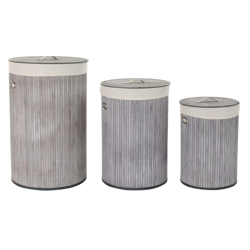 Set of Baskets DKD Home Decor Beige Grey Bamboo 38 x 38 x 60 cm (3