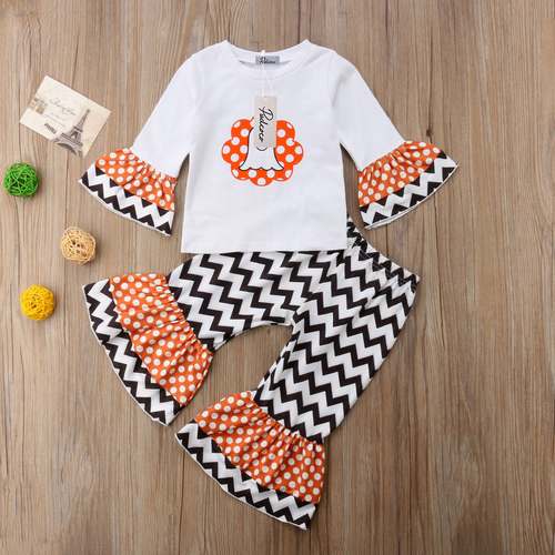 Baby Girls Pumpkin Wave Clothes Toddler Kids