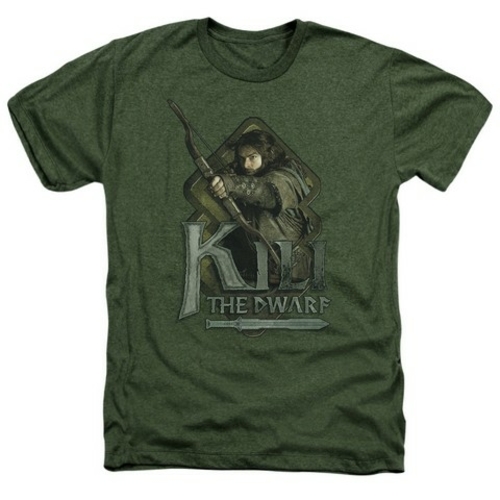 Trevco The Hobbit-Kili Adult Heather Tee- Military Green - Small
