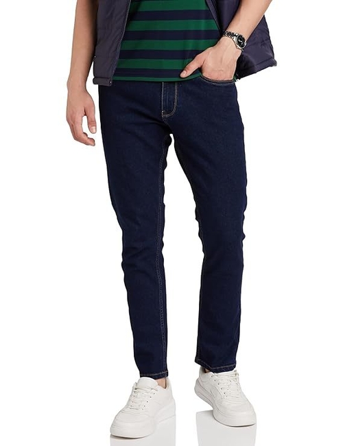 Men Cotton Lycra straight Stretchable Jeans (Size-S) (Color-DARK BLUE)
