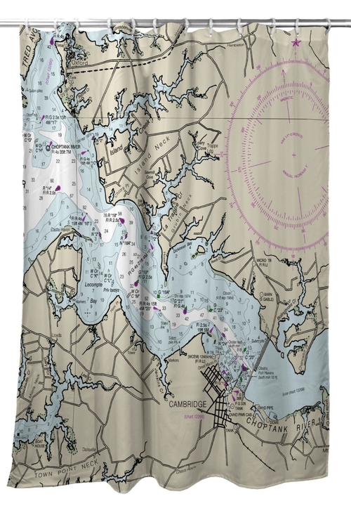 Betsy Drake SH12263CT 70 x 72 in. Cambridge, MD Nautical Map Showe