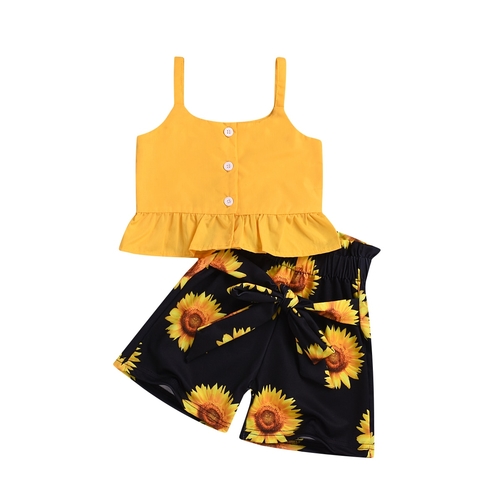 Toddler Baby Kid Girl Holiday Clothes Sets Yellow