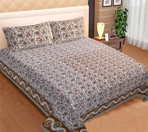 Creation Cotton Paisley Printed King Size Bedsheet with 2 Pillow Cover