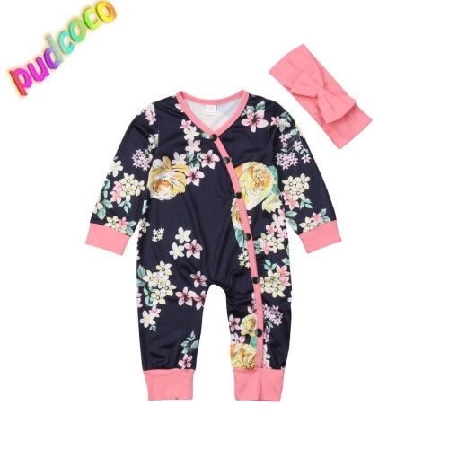 Newborn Toddler Baby Girls Floral Romper