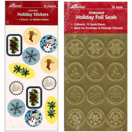 Premium Christmas Gift Stickers, Gold & silver foil, USA Made