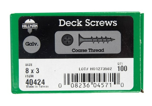 Hillman 40424 8 x 3 in. Deck Screws  100 per Box