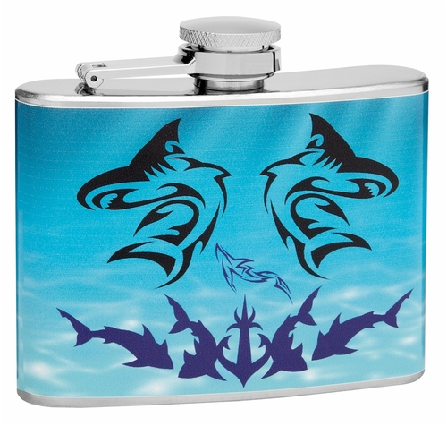 4oz Powerful Shark Theme Hip Flask