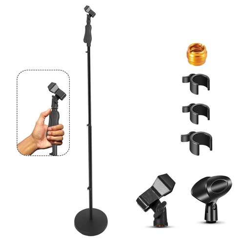 5Core Universal Microphone Stand Height Adjustable 35 to 57" Round
