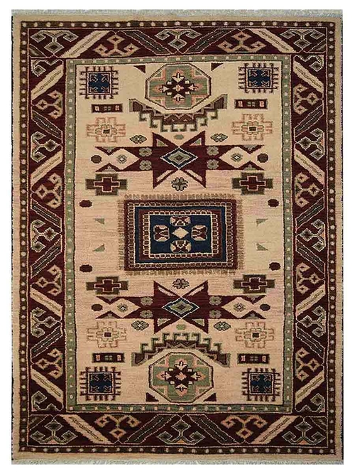 8 x 10 ft. Hand Knotted Afghan Wool & Silk Kazak Rectangle Area Rug&#4