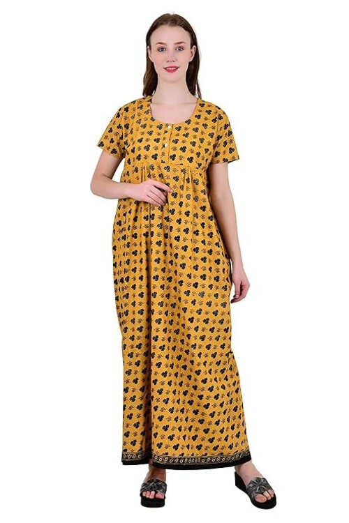 Women's Cotton Nighty Night Gown, Multicolor