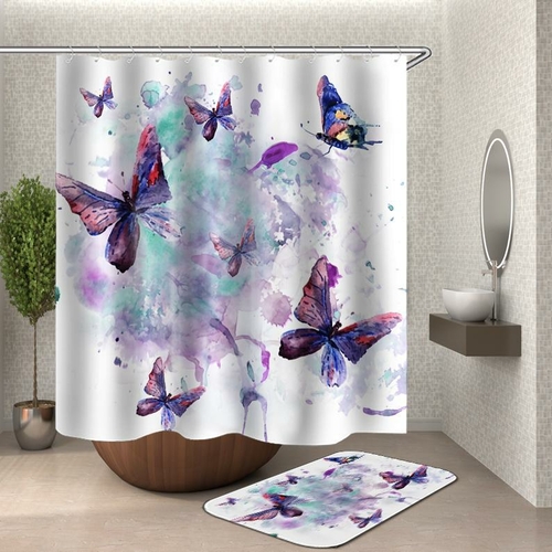 Watercolor Painting Butterflies Shower Curtain