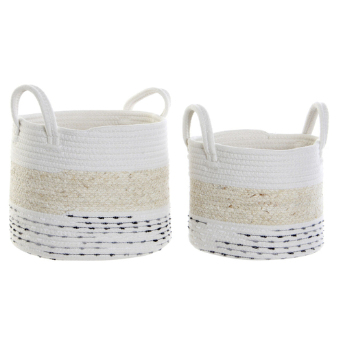 Basket set DKD Home Decor Cotton Fibre (28 x 28 x 23 cm)