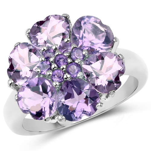 4.42 Carat Genuine Amethyst .925 Sterling Silver Ring