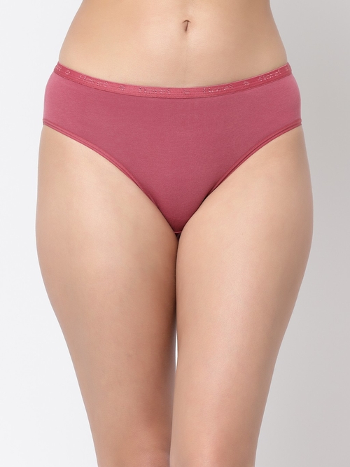 Floret Cotton Solid Mid-Rise Hipster Panty, Rust Red