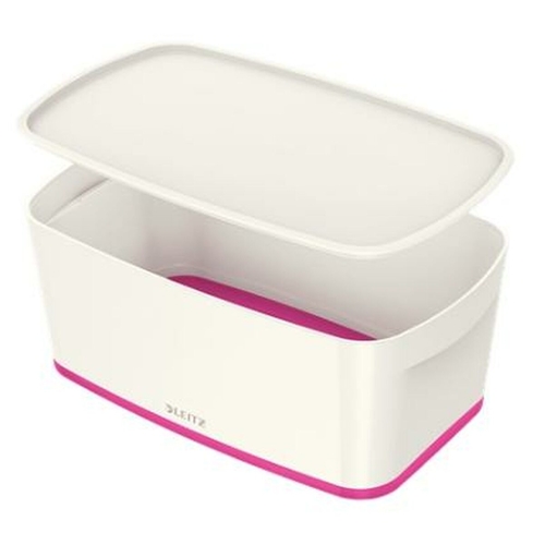 Storage Box Leitz MyBox WOW With lid Fuchsia Small White ABS 31,8 x