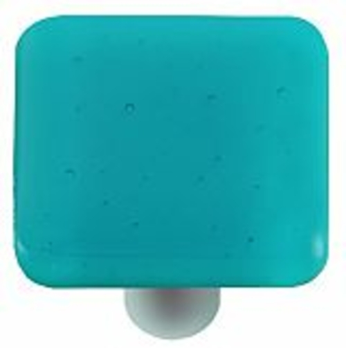 Hot Knobs HK1027-KA Turquoise Blue Square Glass Cabinet Knob - Aluminu