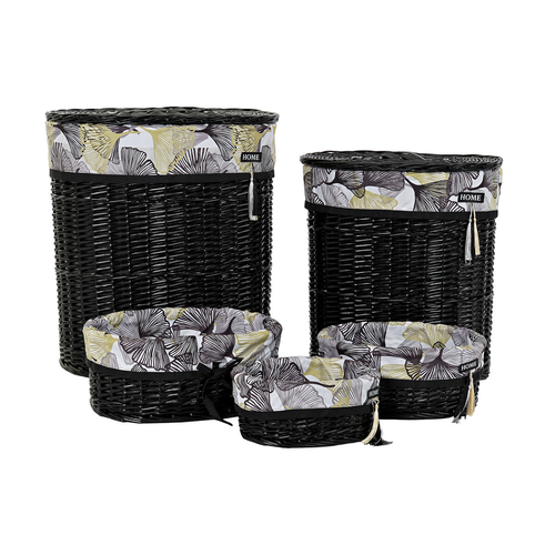 Basket set DKD Home Decor Black Multicolour wicker 51 x 37 x 56 cm 5