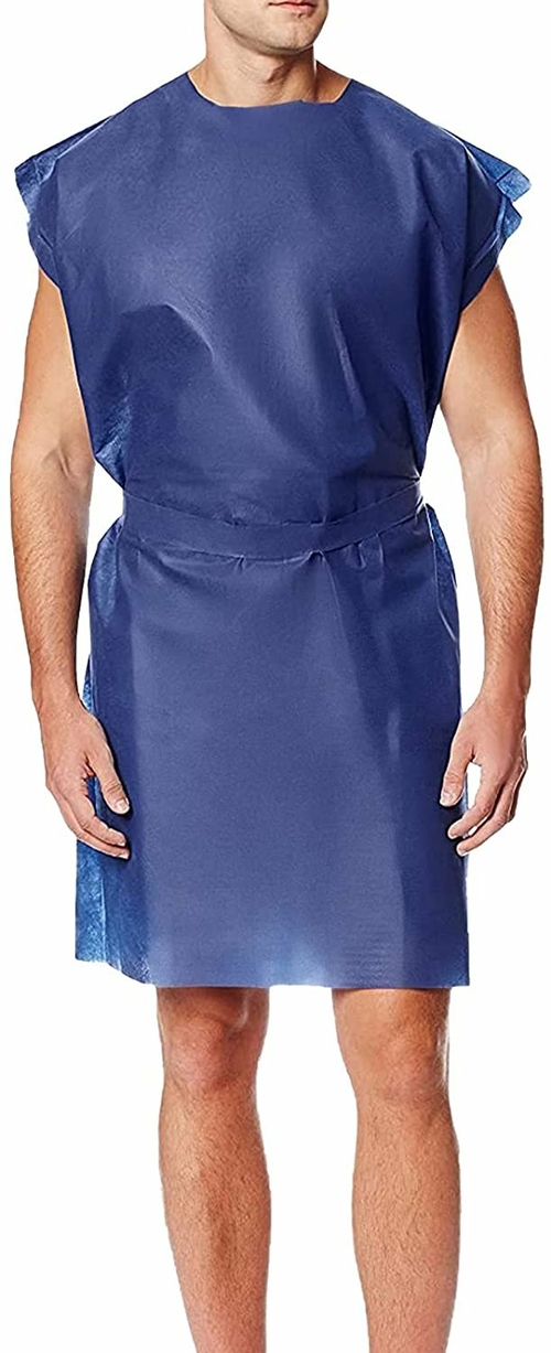 SMS Patient Exam Gowns 45" Pack of 50 Adult Navy Blue Gowns with Waist