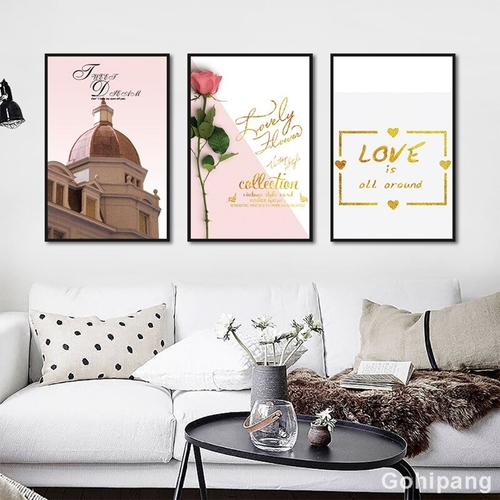 Nordic Pink Flowers Canvas Painting Posters And