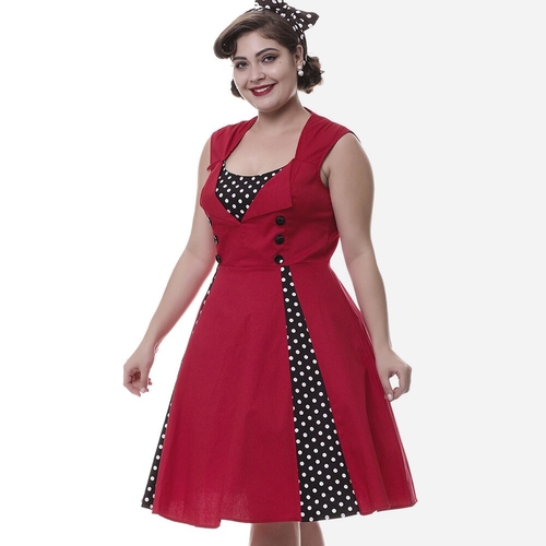  Women Plus Size Vintage Polka Dot Print