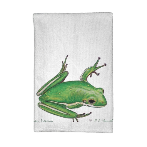 Betsy Drake KT040 Green Treefrog Kitchen Towel