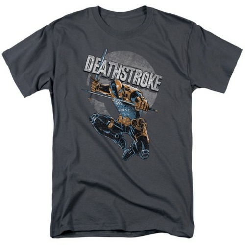 Trevco Jla-Deathstroke Retro Short Sleeve Adult 18-1 Tee- Charcoal - 3