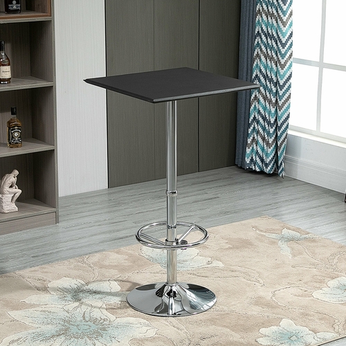 HOMCOM Square Pub Table Counter Bar Table with Faux Leather Tabletop