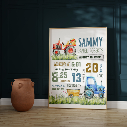 Personalized Baby Gift, Farm themed nursery decor