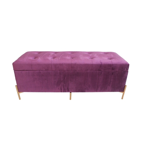 Foot-of-bed Bench DKD Home Decor Golden Purple MDF Wood 115 x 43 x 46