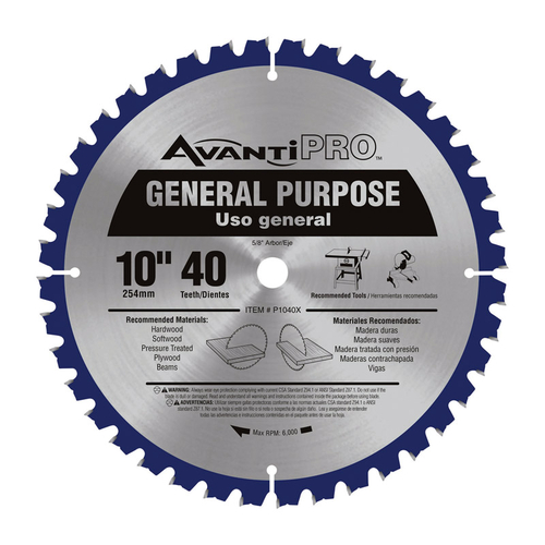 Avanti Pro 2839678 10 in. Dia. x 0.63 in. Carbide Tipped General Purpo