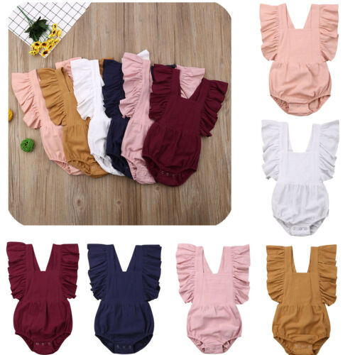 6 Colors Newborn Baby Girl Ruffle Soli Baby Romper