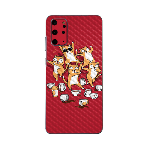MightySkins CF-SAGS20PL-Cat Coffee Party Carbon Fiber Skin for Samsung
